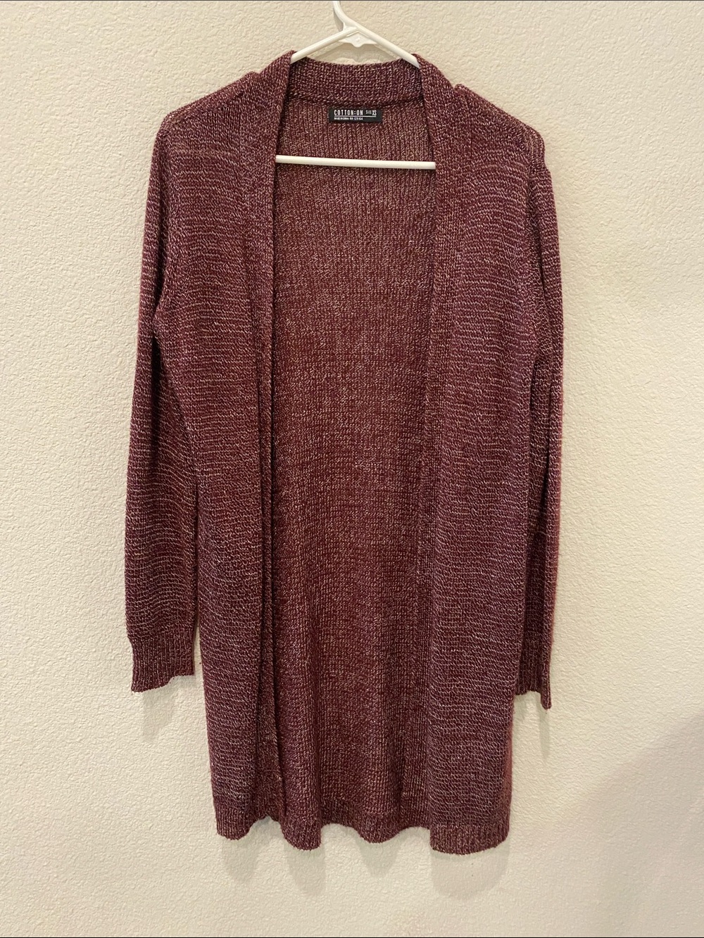 Chelsea & Violet Open-Front Longline Cardigan - Wine